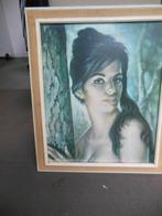 schilderij vrouw bij boom, Ophalen, Gebruikt, 50 tot 75 cm, Schilderij