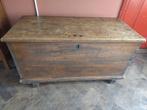 Antieke houten dekenkist, Ophalen, Gebruikt, 100 tot 150 cm, 50 tot 75 cm