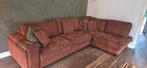 Hoekbank Cognac Suède leer, bruine hoekbank Suède, Huis en Inrichting, Ophalen, Gebruikt, Leer, Modern Comfortabel met Royale Afmetingen en Zachte Suède