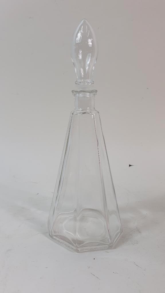Brocante glazen SGD decanteer karaf met stop. 9 zijdig. 5A8, Antiek en Kunst, Antiek | Glas en Kristal, Ophalen of Verzenden