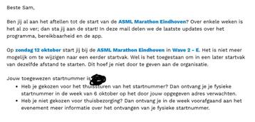 Marathon Eindhoven Startbewijs beschikbaar voor biedingen