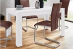 Mooie strakke witte houten eettafel (140 cm), Huis en Inrichting, Tafels | Eettafels, Ophalen, Rechthoekig, 100 tot 150 cm