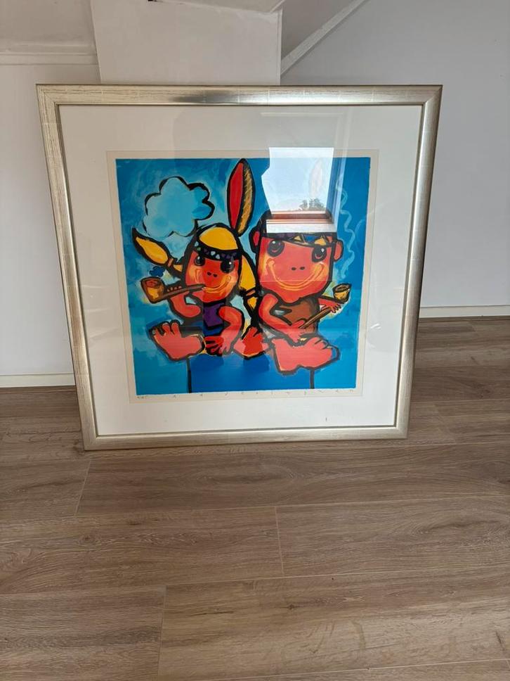 Gelimiteerde Indianen zeefdruk van Ad Verstijnen (#4/185), Antiek en Kunst, Kunst | Litho's en Zeefdrukken, Ophalen of Verzenden
