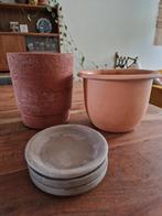 Plantenpotten + schoteltjes, Ophalen, Rond, Binnen, Aardewerk