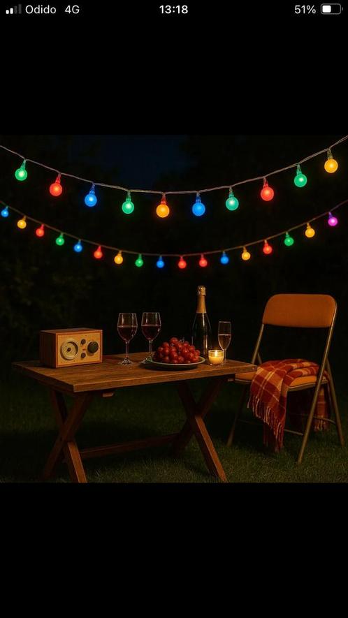 Super Sfeervol & Feestelijk snoer met Bollampjes Wit & Kleur, Huis en Inrichting, Lampen | Overige, Nieuw, Verzenden