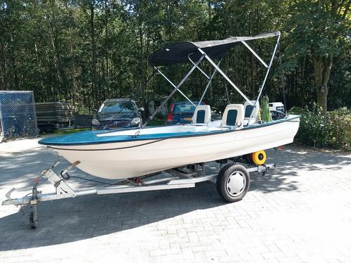 Vis /toerboot met trailer en 10 pk honda motor, Watersport en Boten, Vis- en Consoleboten, Gebruikt, Tot 10 pk, 3 tot 6 meter