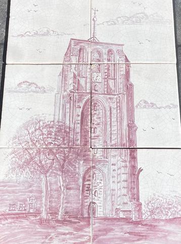 Uniek tegel tableau  Oldehove Leeuwarden  Rood/Wit beschikbaar voor biedingen