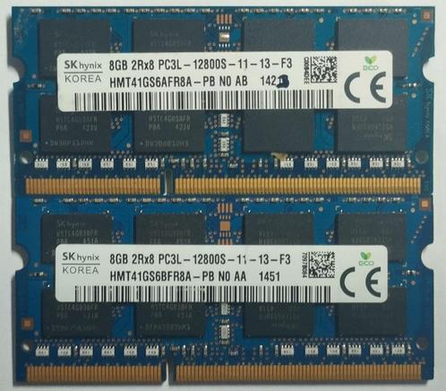 16GB DDR3 2x8GB PC3L-12800 1600MHz Hynix Sodimm 1451 2314, Computers en Software, RAM geheugen, Gebruikt, Laptop, 16 GB, DDR3