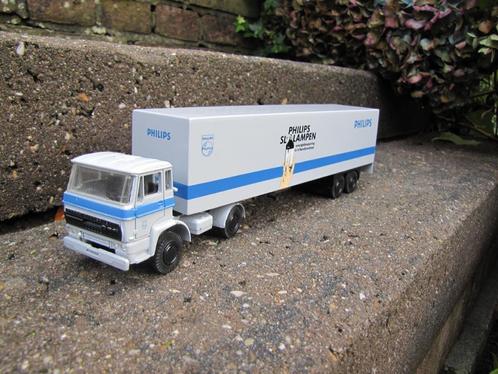 Lion Car Daf 2300 Philips SL lampen., Hobby en Vrije tijd, Modelauto's | 1:50, Gebruikt, Bus of Vrachtwagen, Lion Toys, Ophalen of Verzenden