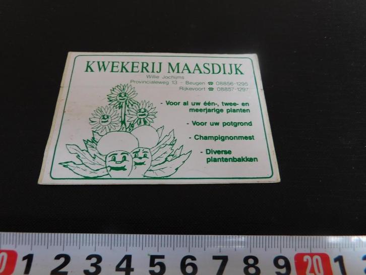 sticker Beugen Rijkevoort Kwekerij MAASDIJK Willie Jochijms, Verzamelen, Stickers, Zo goed als nieuw, Ophalen