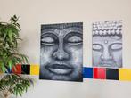 2 boeddha lijsten boedha met houten frame canvas de grootste, Ophalen of Verzenden