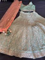 Heavy mintgroene lehenga met roze dupatta, Ophalen, Nieuw, Groen, Overige typen