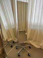 Verrijdbare spiegel in chroom op wielen, Antiek en Kunst, Ophalen, Rechthoekig, Minder dan 50 cm, 150 tot 200 cm