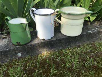 Emaille melk- / maatkannetjes (3 stuks) (prijs p/st) beschikbaar voor biedingen