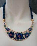 Vintage cloisonne ketting en oorclips, Sieraden, Tassen en Uiterlijk, Kettingen, Ophalen of Verzenden, Zo goed als nieuw, Overige materialen