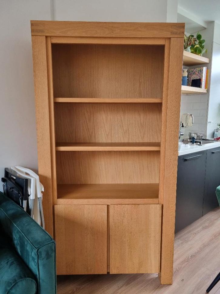 Boekenkast eiken Goossens Clear, Huis en Inrichting, Kasten | Wandmeubels, Zo goed als nieuw, 150 tot 200 cm, Minder dan 150 cm