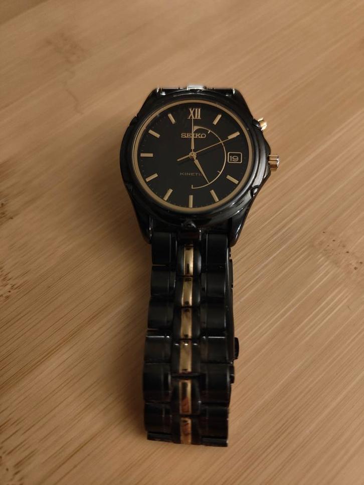 Seiko Kinetic Herenhorloge - Zwart/Goudkleur, Sieraden, Tassen en Uiterlijk, Horloges | Heren, Zo goed als nieuw, Polshorloge