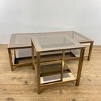 Set vintage Belgo Chrom messing salontafels, Huis en Inrichting, Tafels | Salontafels, Ophalen, Gebruikt, 100 tot 150 cm, 50 tot 75 cm