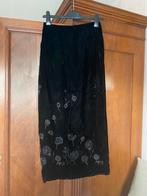 Laura ashley maxi rok velvet bloemen zwart maat 36, Verzenden, Zwart, Zo goed als nieuw, Maat 36 (S)