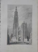 036 / De Lieve Vrouwe Kerk Antwerpen België gravure uit 1835, Antiek en Kunst, Kunst | Etsen en Gravures, Ophalen of Verzenden