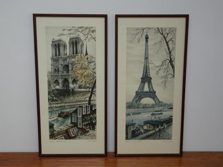Twee lithografiën van Ortiz Alfau over Parijs, Antiek en Kunst, Kunst | Litho's en Zeefdrukken, Ophalen of Verzenden