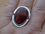 zilveren royale ring met grote barnsteen [349], Sieraden, Tassen en Uiterlijk, Ringen, 18 tot 19, Verzenden, Zo goed als nieuw