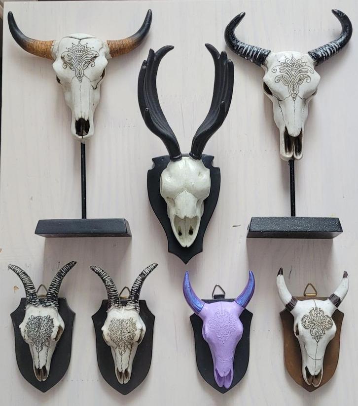 Nep schedel set koe hert geit decoratie, Verzamelen, Dierenverzamelingen, Zo goed als nieuw, Schedel, Overige soorten, Verzenden