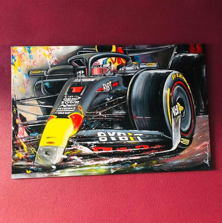 Groot  abstract schilderij Formule 1, Antiek en Kunst, Kunst | Schilderijen | Abstract, Ophalen of Verzenden