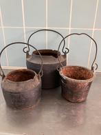 Antieke gietijzer pot lijmpot met hengsel hoogte 8,5-12,5Cm, Antiek en Kunst, Antiek | Gereedschap en Instrumenten, Ophalen of Verzenden