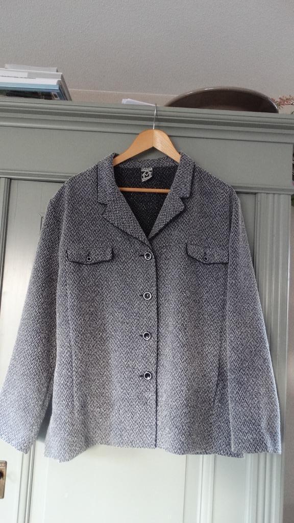 Casa Moda zwart/grijs gemeleerd jasje, maat 48/50 + hemd, Kleding | Dames, Jasjes, Kostuums en Pakken, Zo goed als nieuw, Jasje