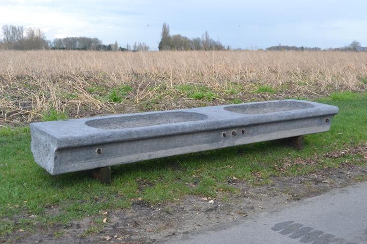 Prachtige dubbele arduinen trog van 3m met ronde neus, Tuin en Terras, Bloembakken en Plantenbakken, Steen, Tuin, Rond, Ophalen