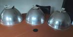 3 industriële hanglampen met glazen reflector binnenkant, Ophalen, Zo goed als nieuw, Glas, Minder dan 50 cm