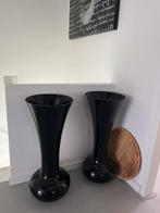 2 Grote Zwarte Glazen Vazen - Nieuwstaat, 50 tot 75 cm, Zwart, Nieuw, Ophalen of Verzenden