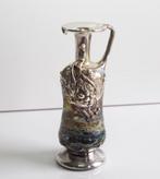 Joods zilveren sabbath kannetje handgemaakt glas en zilver, Ophalen of Verzenden, Zilver