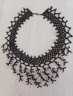 Handgemaakte Kraaltjes Ketting - Zwart/Wit handmade, Ophalen of Verzenden, Nieuw, Zwart, Overige materialen