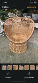 Vintage pauwenstoel rotan riet boho, Huis en Inrichting, Stoelen, Gebruikt, Bruin, Ophalen of Verzenden, Eén
