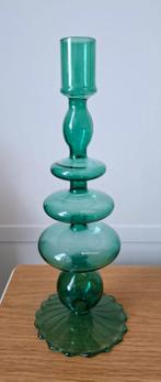 Kandelaar groen glas, Ophalen of Verzenden, Glas