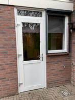 Deur met zijraam - Kunststof kozijn, Gebruikt, Wit, Overige typen, Ophalen of Verzenden