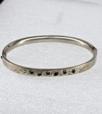 Zilveren (925) slavenarmband / armband met GROENE STEENTJES, Sieraden, Tassen en Uiterlijk, Armbanden, Ophalen, Zo goed als nieuw