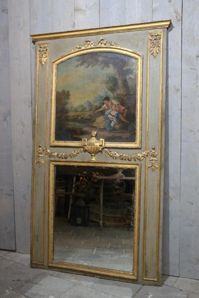 19eeuwse trumeau spiegel, Antiek en Kunst, Antiek | Spiegels, 100 tot 150 cm, 150 tot 200 cm, Overige vormen, Ophalen