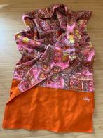 Vintage Paisley india Sjaal Oranje Roze Dubbel Olily, Kleding | Dames, Mutsen, Sjaals en Handschoenen, Oilily, Ophalen of Verzenden
