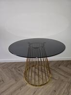 Eettafel met glazen blad, Huis en Inrichting, Ophalen, 100 tot 150 cm, Rond, 50 tot 100 cm