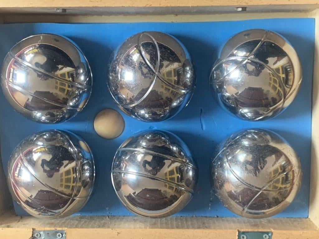 Jeu de boules, in houten koffer, Sport en Fitness, Volleybal, Ophalen of Verzenden, Zo goed als nieuw, Bal