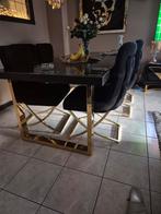 Richmond tafel met 6 stoelen zwart met goud, Ophalen of Verzenden, Zo goed als nieuw