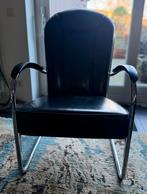 Gispen AA Fauteuil - Donkergrijs Leer, Ophalen, Gebruikt, 50 tot 75 cm, Leer
