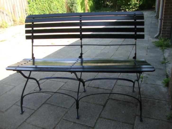 Oude Geheel Gerestaureerde Inklapbare Franse Tuinbank., Antiek en Kunst, Curiosa en Brocante, Ophalen