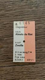 Oud treinkaartje, Almelo de Riet - Zwolle, Verzamelen, Spoorwegen en Tramwegen, Overige typen, Gebruikt, Ophalen of Verzenden