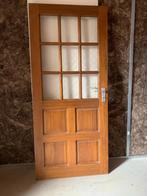 Meranti houten stompe binnendeur met glasindeling, Doe-het-zelf en Verbouw, Ophalen, Gebruikt, 80 tot 100 cm, Binnendeur