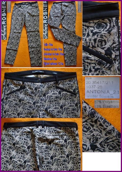 ROSNER Antonia zwart-beige broek maat ca. 40, Kleding | Dames, Broeken en Pantalons, Zo goed als nieuw, Maat 38/40 (M), Overige kleuren