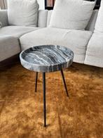 Zuiver Karrara Marmeren Bijzettafel - Grijs, Huis en Inrichting, Tafels | Bijzettafels, Minder dan 55 cm, Rond, Ophalen of Verzenden